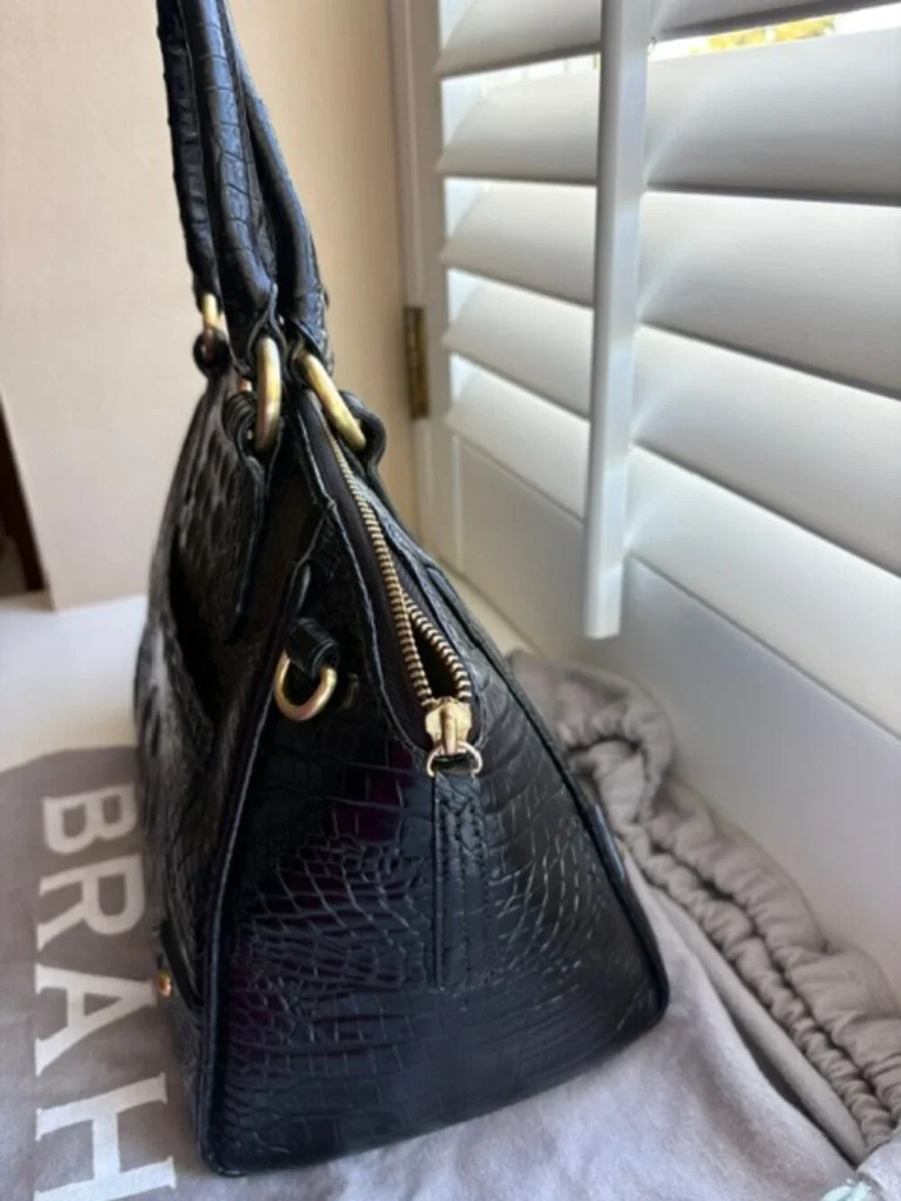 Brahmin Tyler Black Melbourne Leather Satchel